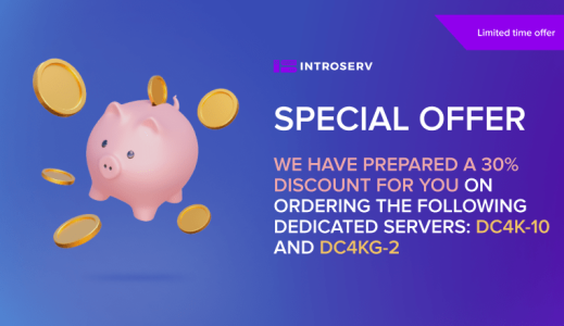 Get a 30% Discount on the Monthly Rental of Dedicated Servers