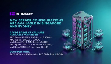 New server configurations are available in Singapore and Australia locations