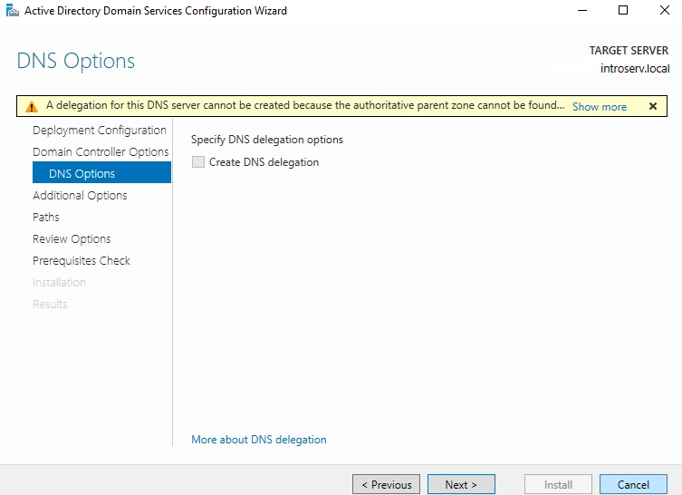 Installing Active Directory Domain Services in Server Manage