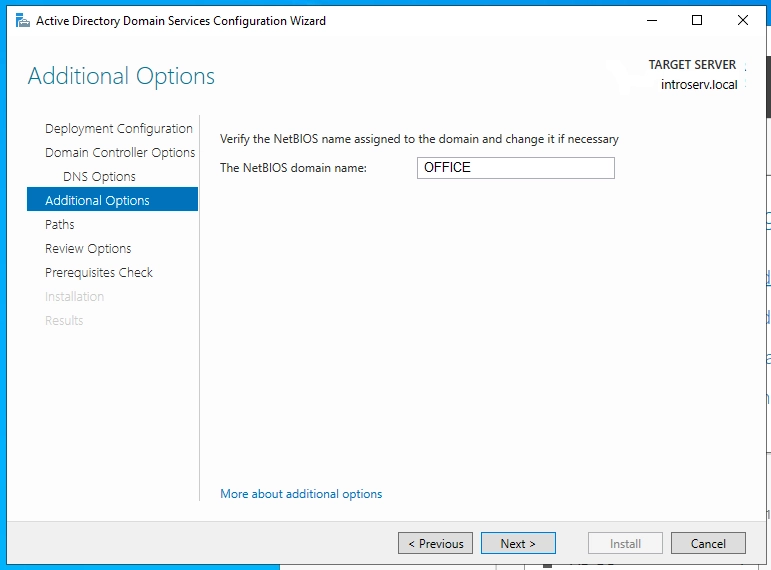 Installing Active Directory Domain Services in Server Manage