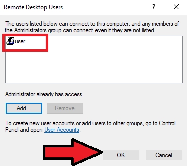 How to create a user in Windows Server and allow RDP connection