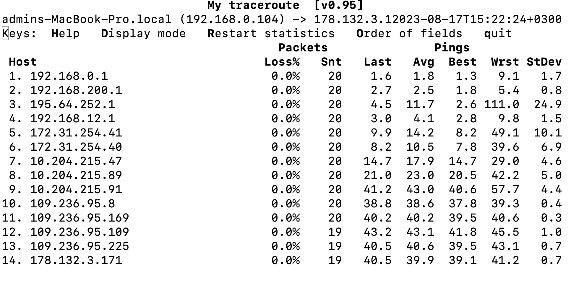 MTR test on Mac OS