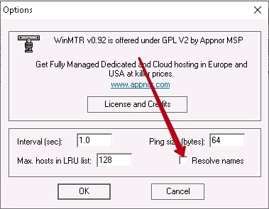 Checking the WinMTR Channel