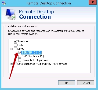 Folder forwarding when connecting via RDP