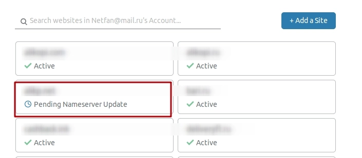 Domain name transfer to external DNS service CloudFlare