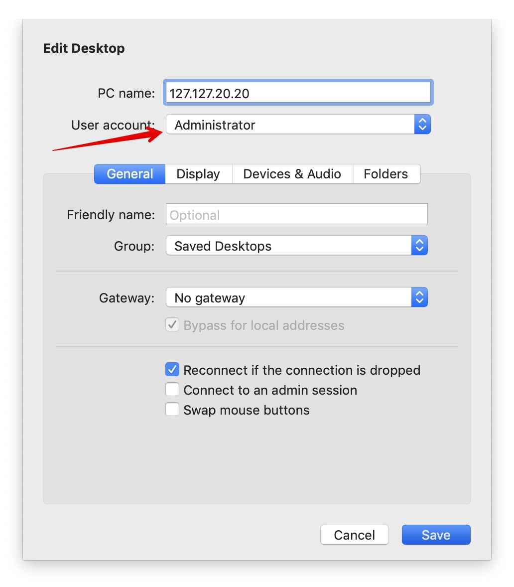 Remote Desktop Connection via RDP