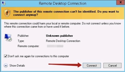 Remote Desktop Connection via RDP