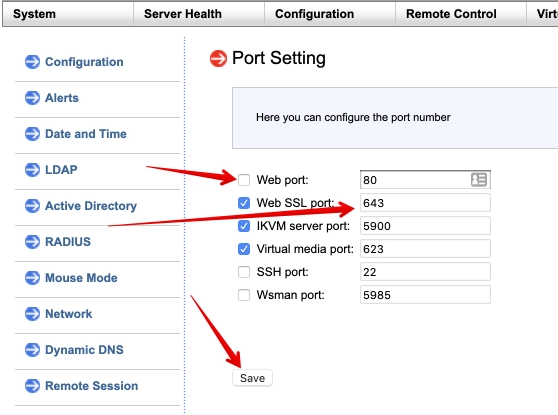 How to change the connection port IP-KVM Supermicro