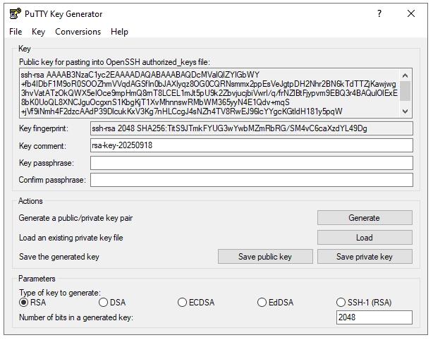 Аутентификация с помощью ключа SSH в PuTTY