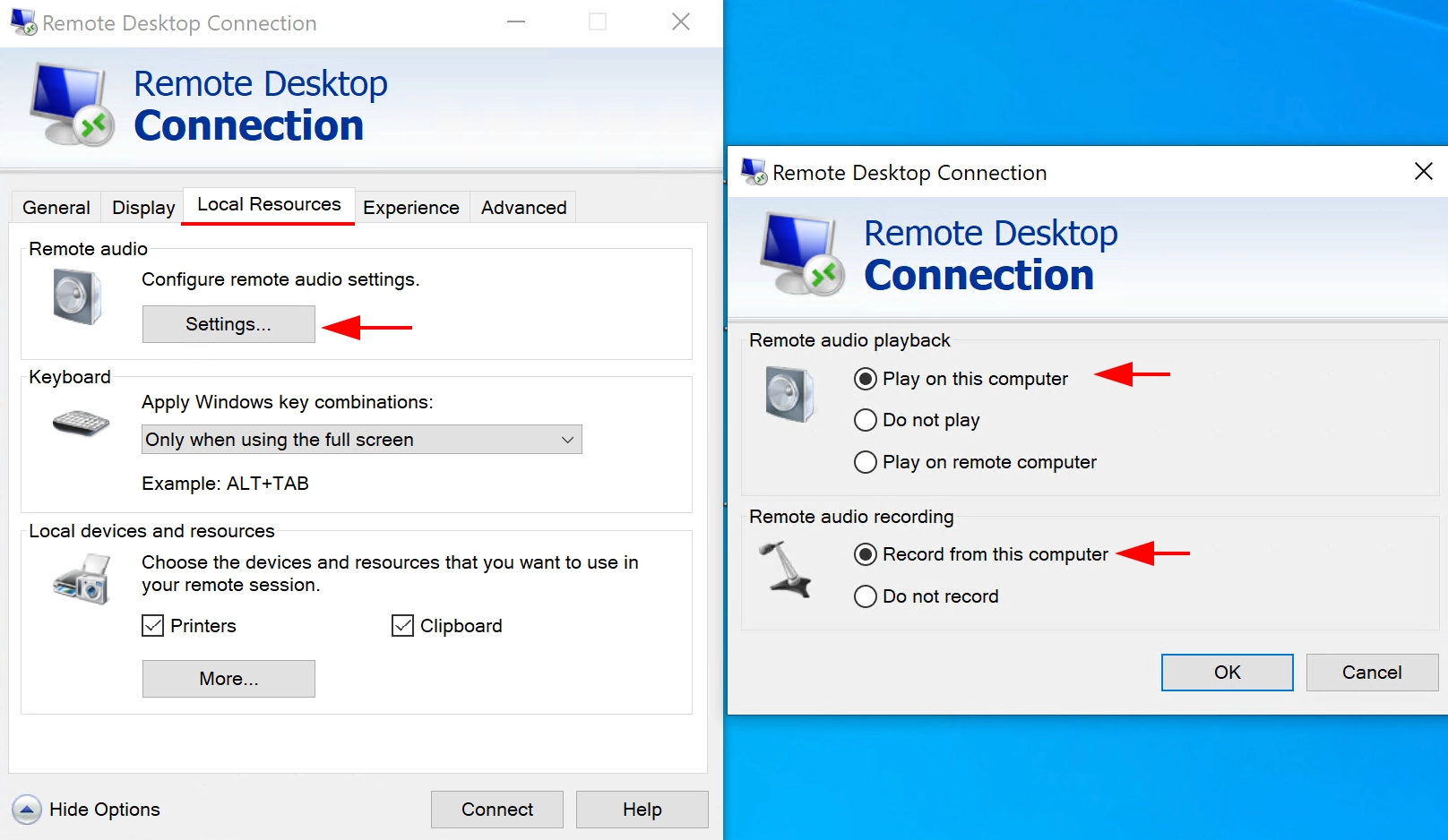 Microphone forwarding to RDP server - Windows OS