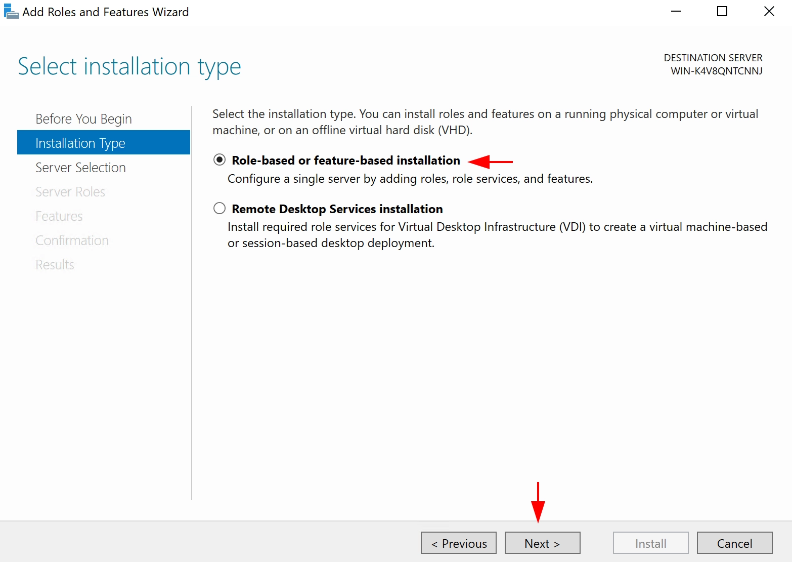 Server backup using Windows Server Backup service