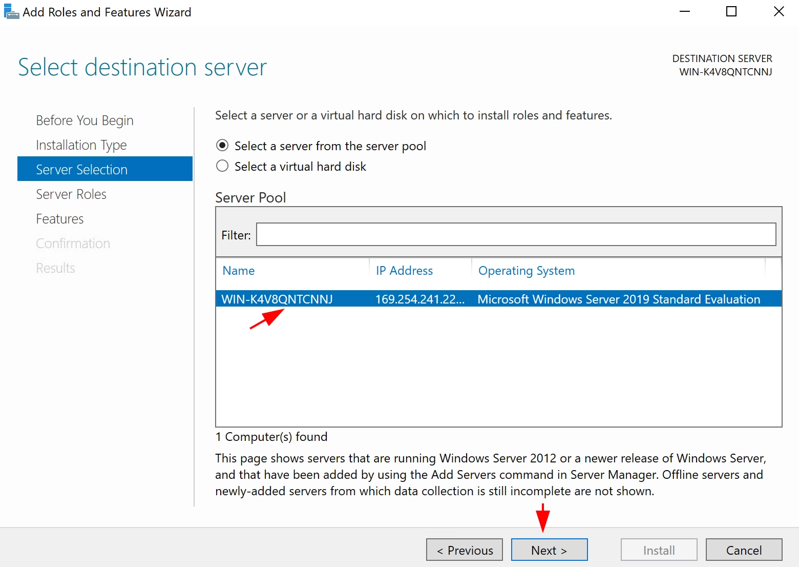 Server backup using Windows Server Backup service