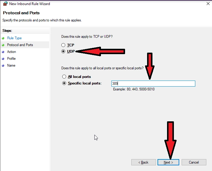 Blocking the UDP connection to port 389 through the firewall