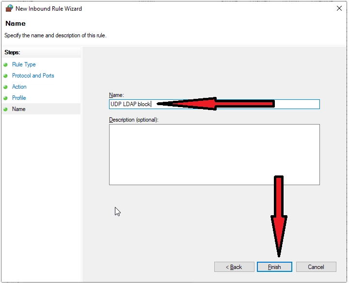 Blocking the UDP connection to port 389 through the firewall