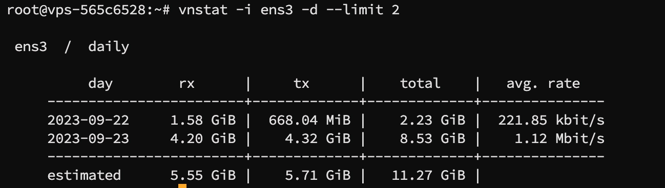 Logging and monitoring traffic consumption using VnStat