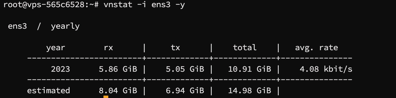 Logging and monitoring traffic consumption using VnStat