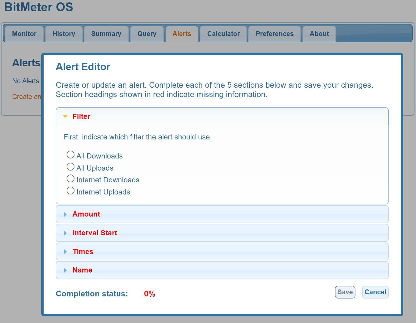 How to use BitMeter OS for monitoring traffic consumption