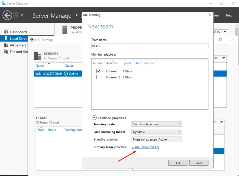 How to set up VLAN on Windows Server