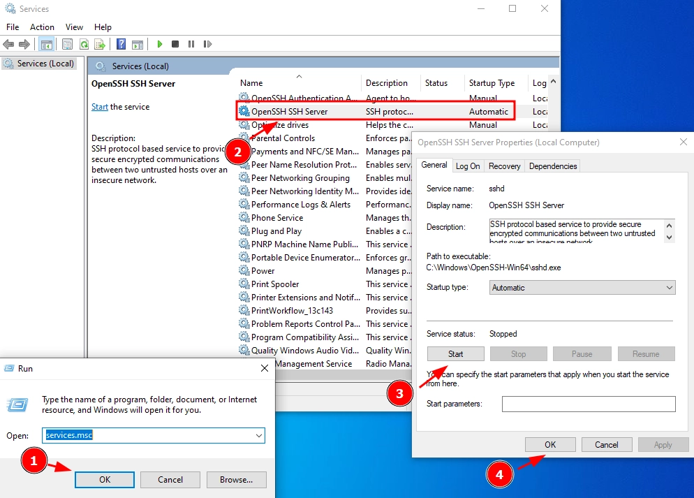 Installing, testing and uninstalling an OpenSSH-based SFTP server in Windows