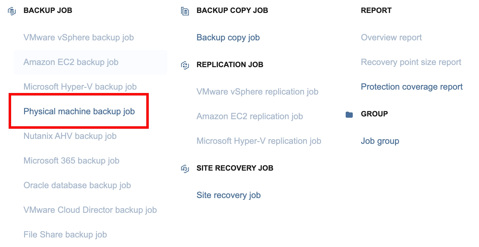 Server backup using INTROSERV Backup service