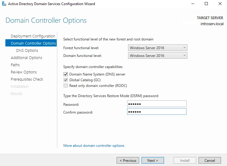 Installation der Active Directory-Domänendienste in Server Manage