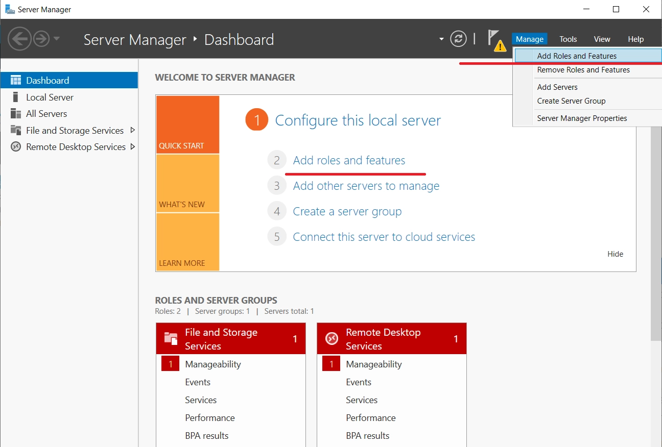 Installation der Active Directory-Domänendienste in Server Manage