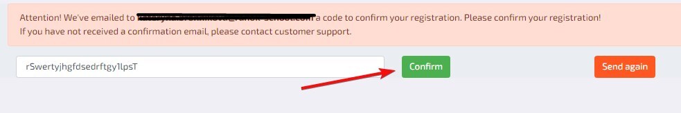 Registrierung auf der Website