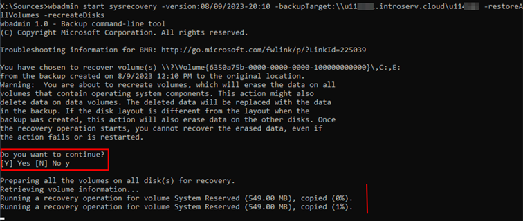 Wiederherstellung des Systems mit Windows Server Backup