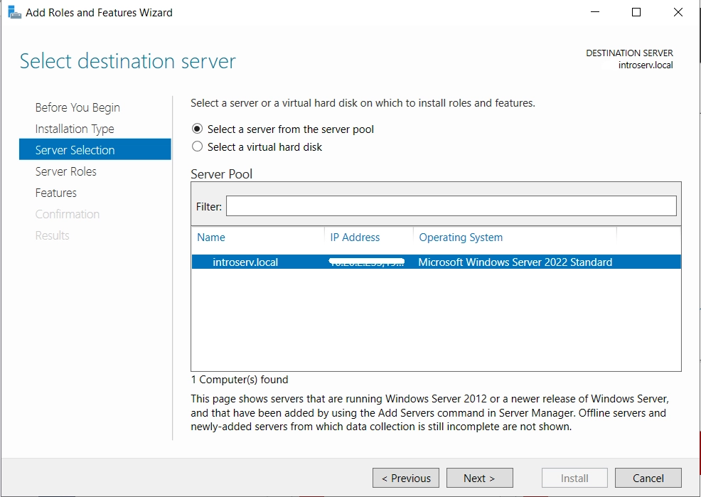 Installation der Active Directory-Domänendienste in Server Manage