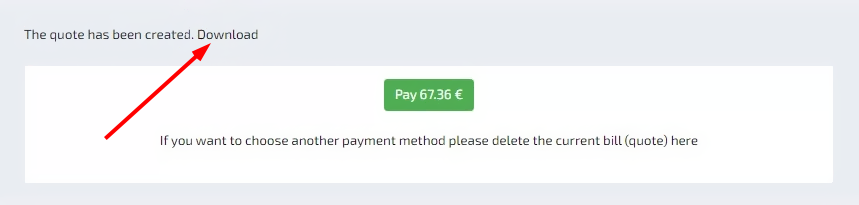 Download invoice button