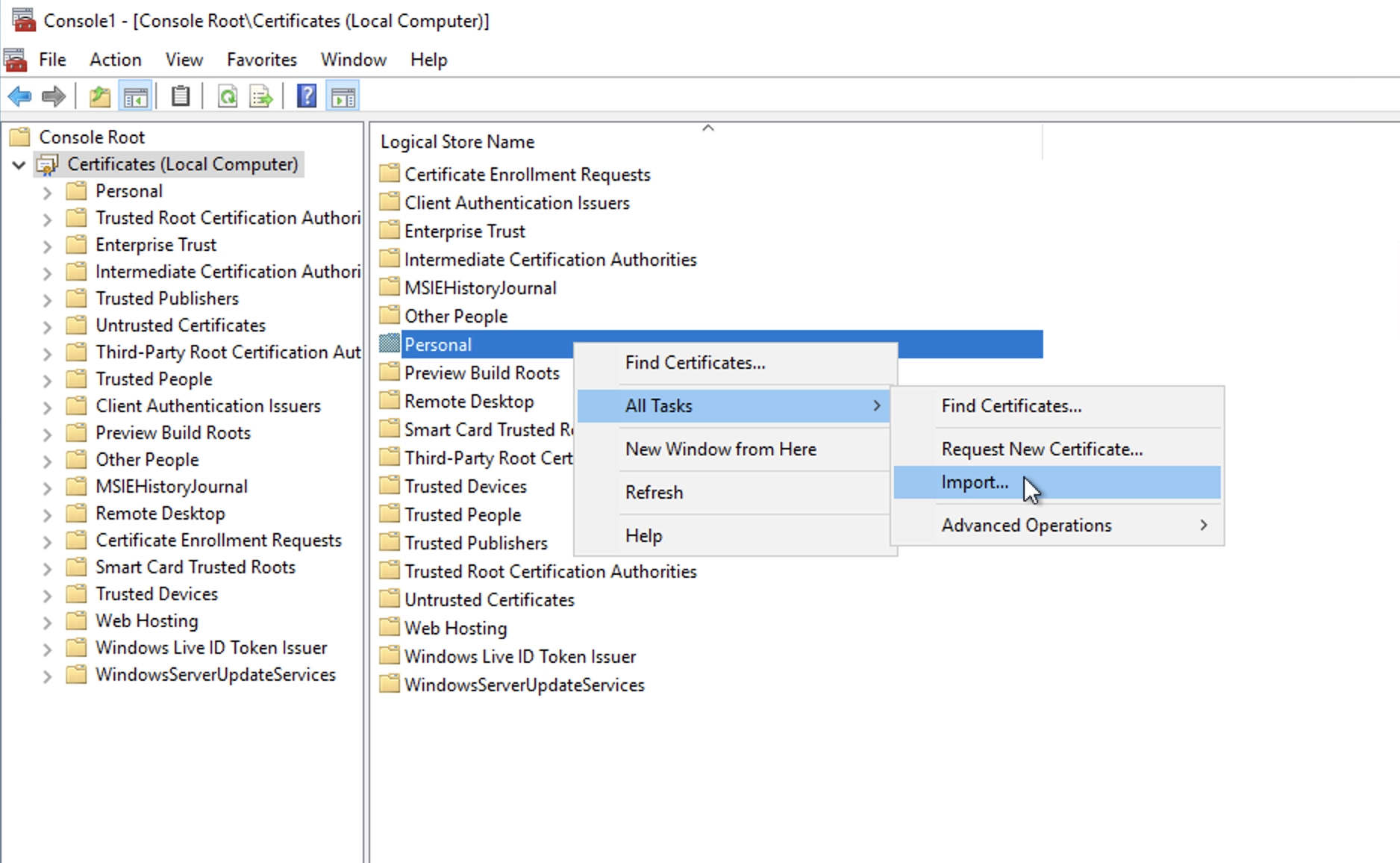 Installieren eines SSL-Zertifikats auf einem Microsoft IIS