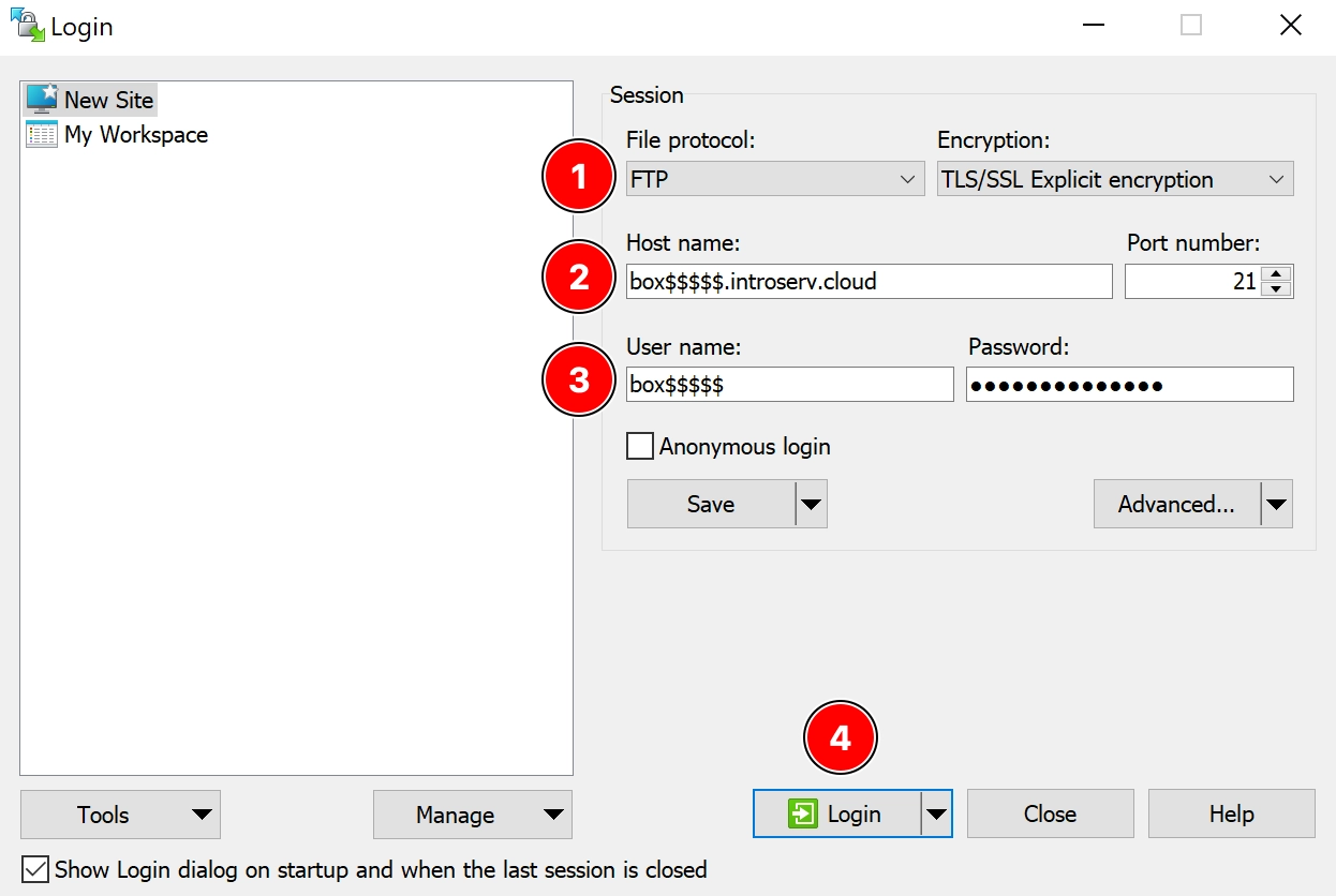 Verbindung von Introserv Cloud Storage mit dem Server