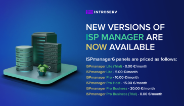 Están disponibles nuevas versiones del panel ISPmanager