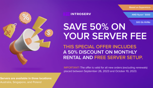 Risparmiate il 50% sul vostro server senza costi di installazione