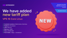 È ora disponibile il nuovo piano server VPS 16 Core Linux