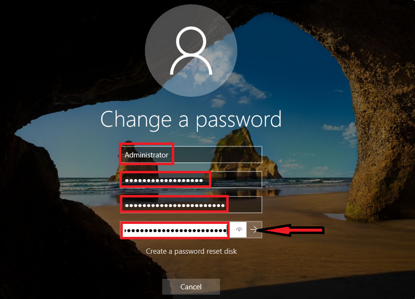 Modifica della password utente in Windows Server 2019 RDP