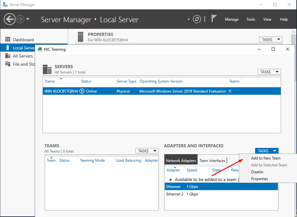 Impostazione della VLAN su Windows Server