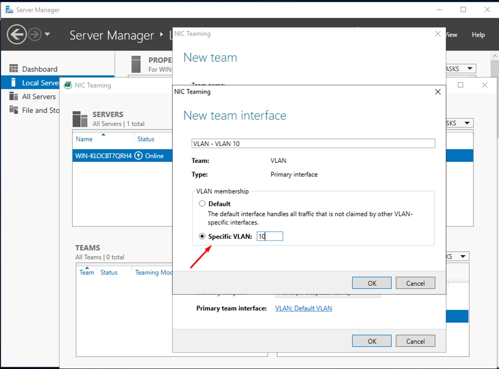 Impostazione della VLAN su Windows Server