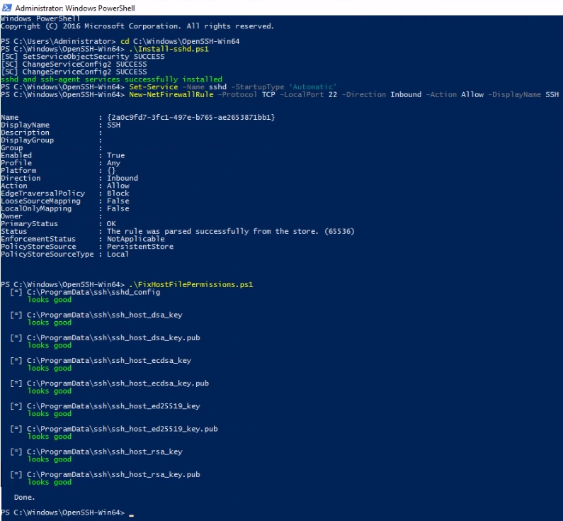 Installazione, test e disinstallazione di un server SFTP basato su OpenSSH in Windows