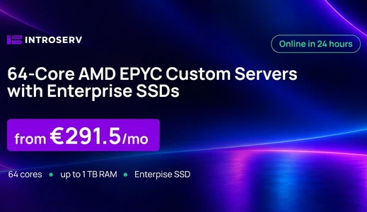 Su misura: server AMD EPYC a 64 core con SSD Enterprise – online in 24 ore, da €291,5/mese