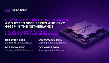 Nuove configurazioni personalizzabili: AMD Ryzen serie 9000 e EPYC 4465P nei Paesi Bassi