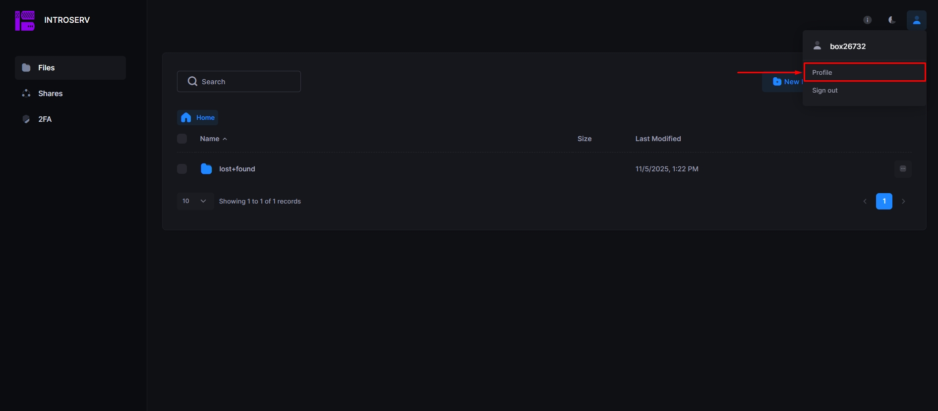CloudBox profile settings