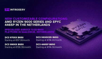 Новые настраиваемые конфигурации: AMD Ryzen серии 9000 и EPYC 4465P в Нидерландах
