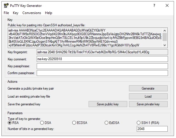 Preverjanje pristnosti ključa SSH v programu PuTTY