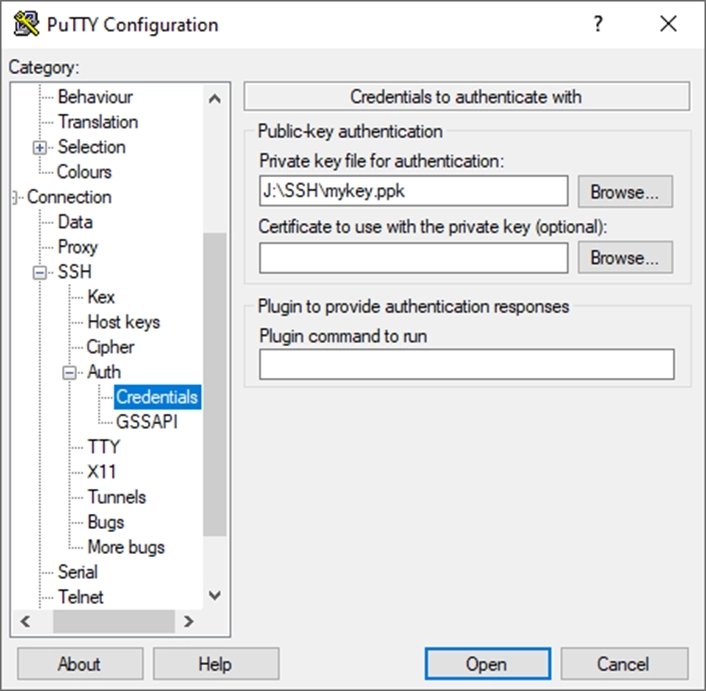 Preverjanje pristnosti ključa SSH v programu PuTTY