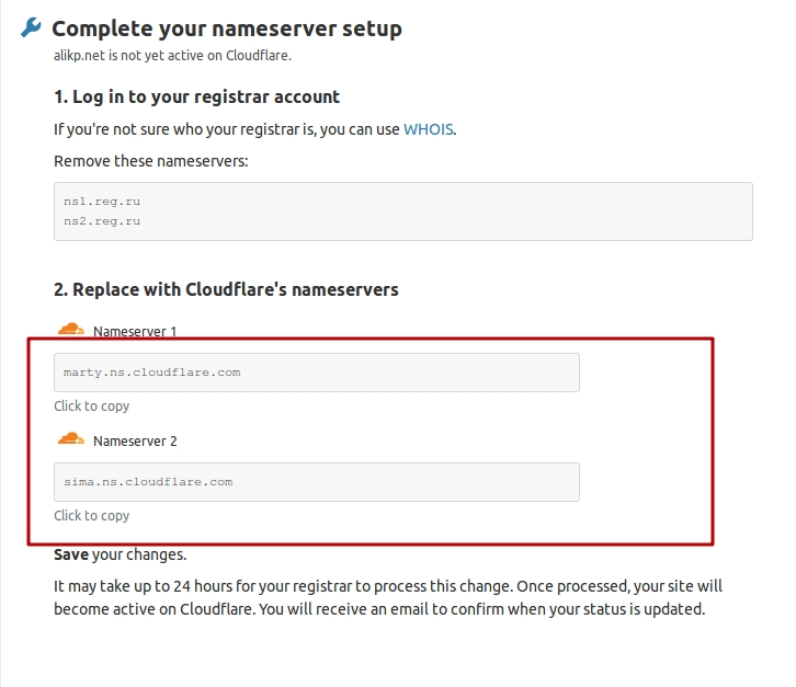Harici DNS hizmeti CloudFlare'e alan adı aktarımı