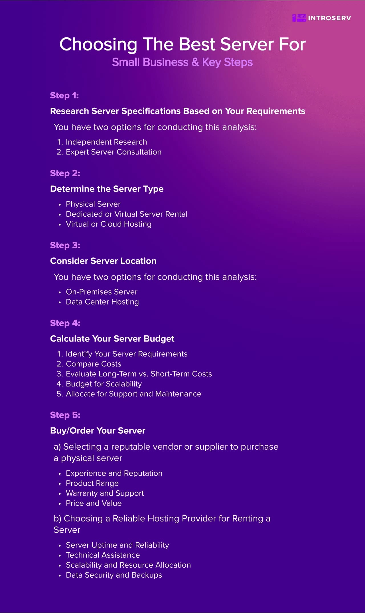 Choosing the best Server for Small businesses & Key Steps